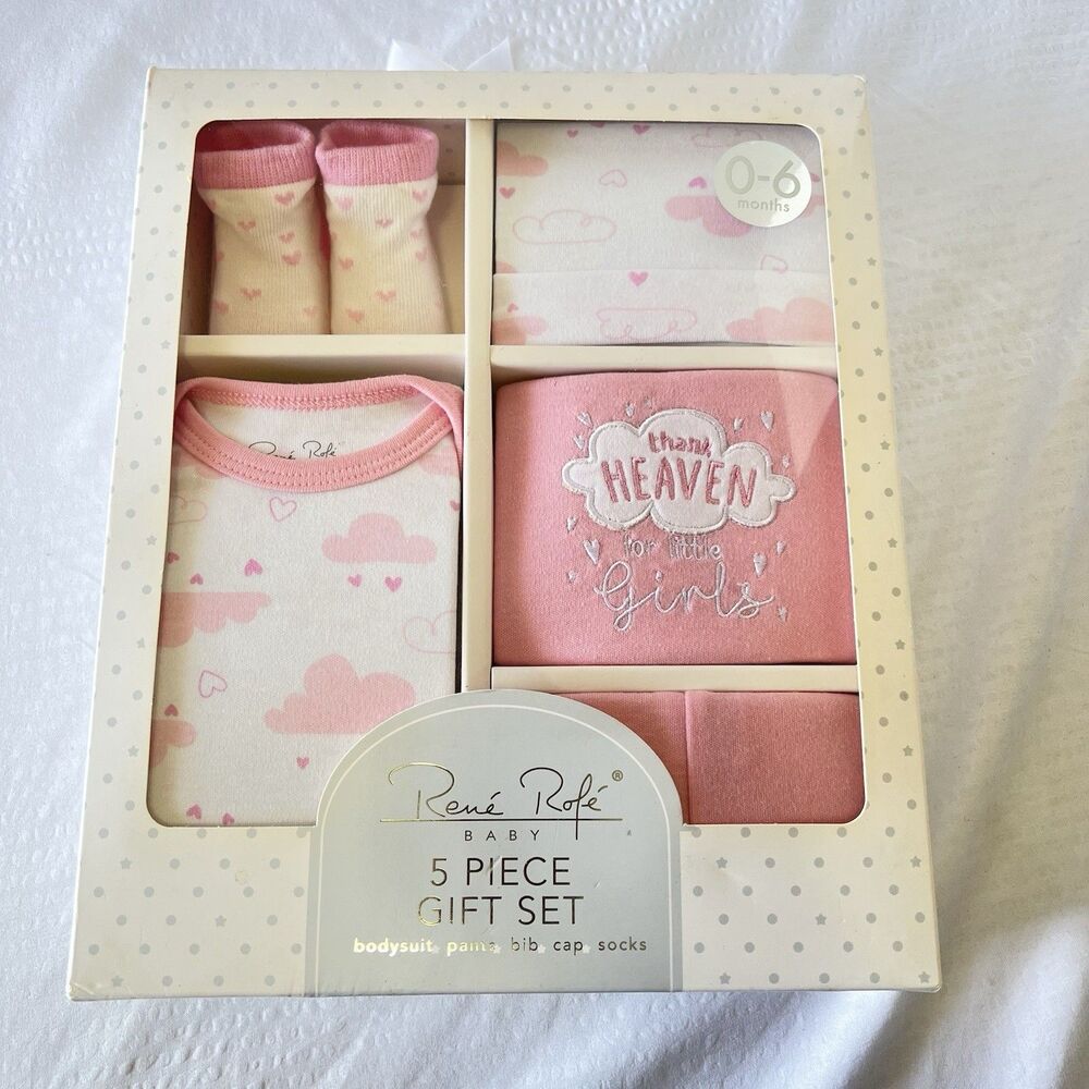 Rene Rofe Baby 5-Piece Gift Set, 0-6 Months, “Thank Heaven For Little Girls”